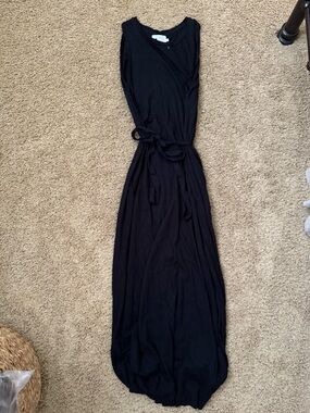 Velvet by Graham & Spencer Black Sleeveless Maxi Dress with Tie Waist